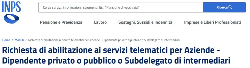 abilitazione sito INPS